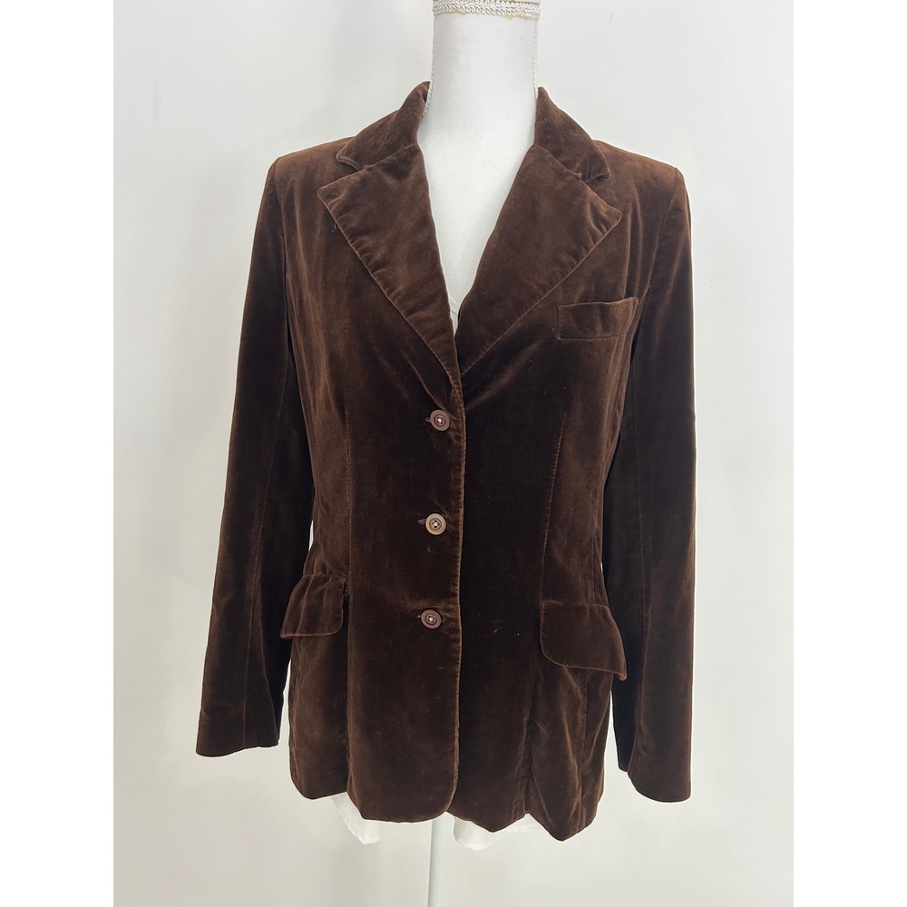 JH Collectibles Vintage Brown Velvet Blazer Jacket 3 Button Lined Women